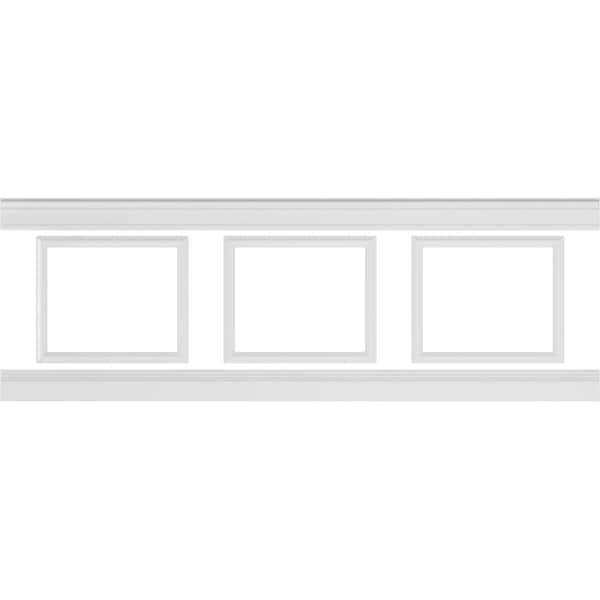 Ekena Millwork 94 1/2"L (Adjustable 32"H to 36"H) Ashford Square Panel Traditional Wainscot Paneling Kit WPKUSQ091P032 - main